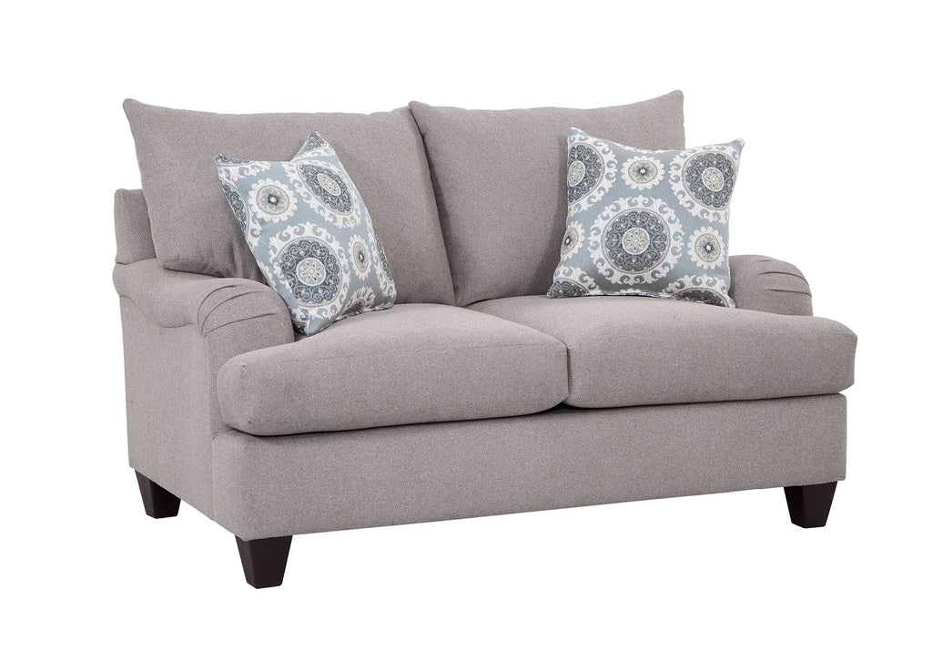 Soft Gray Rolled Arm Loveseat with 2 Accent Pillows I378143