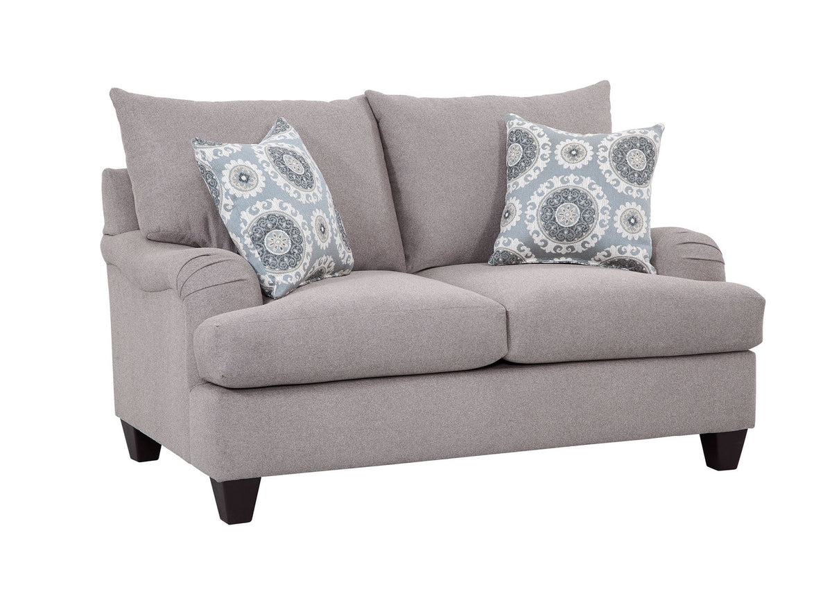 Soft Gray Rolled Arm Loveseat with 2 Accent Pillows I378143