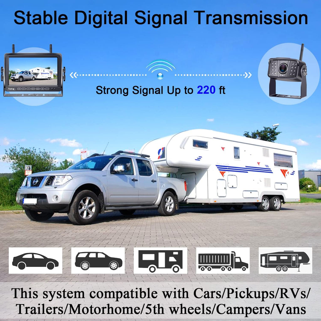 Wireless HD 1080P Backup Camera with 7 Inch Touch Key DVR Monitor M336