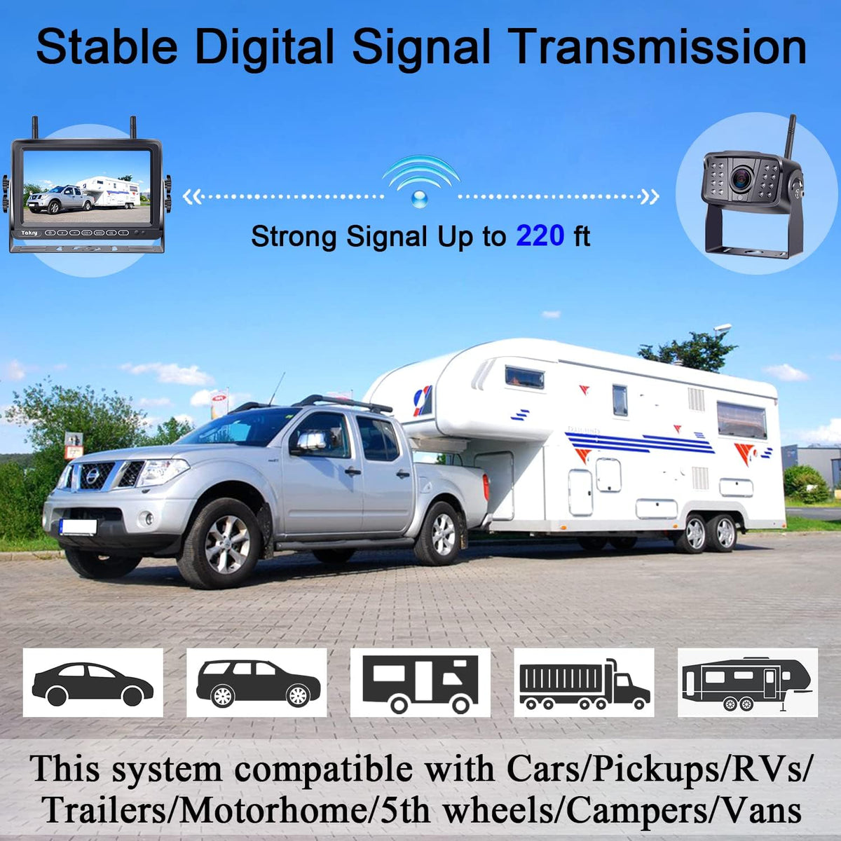 Wireless HD 1080P Backup Camera with 7 Inch Touch Key DVR Monitor M336
