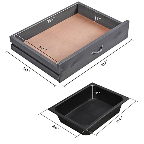 Natural Wood Potting Bench with Sink Drawer Rack Shelves P6531