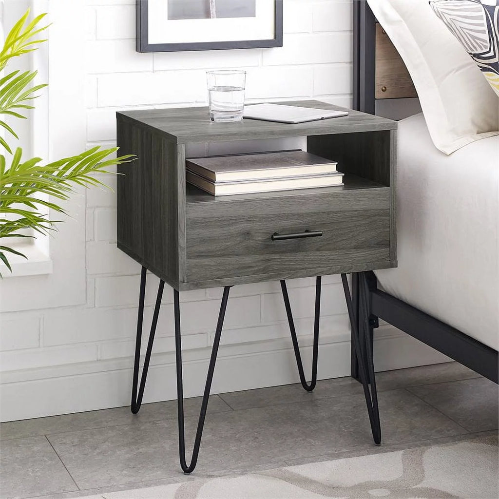 18" Single Drawer Hairpin Leg Nightstand X56119