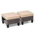Square Rattan Storage Ottomans Set of 2 with Cushion F3282