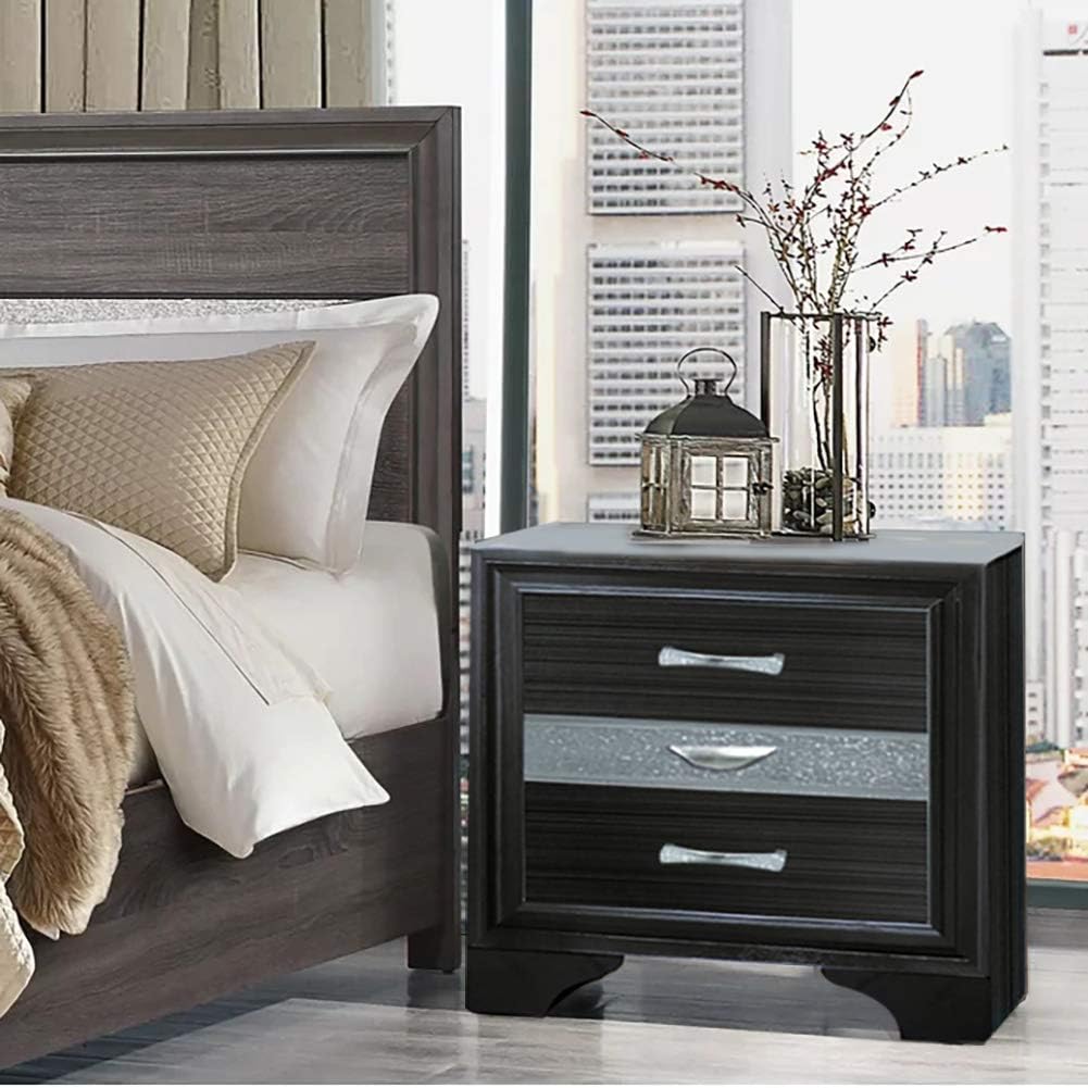 White 2 Drawers Wooden Nightstand P75168