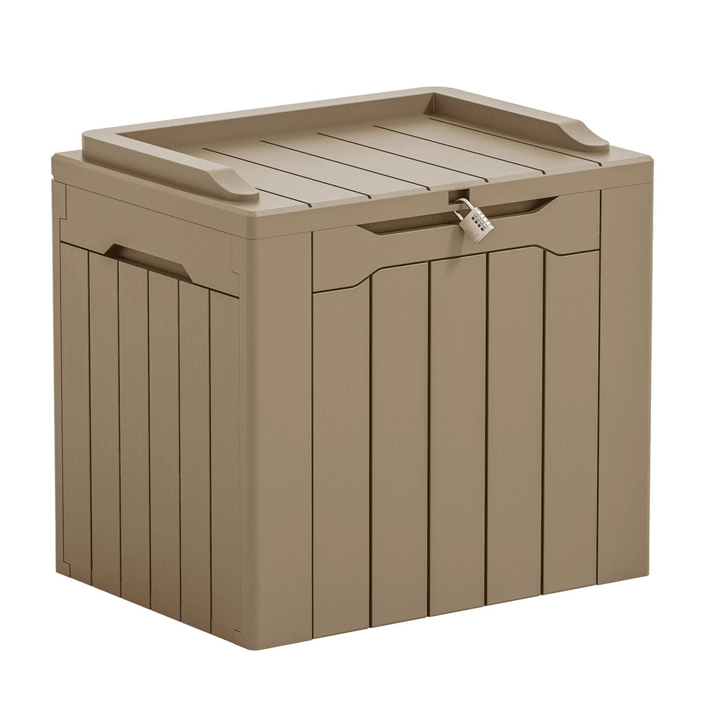 Black 32 Gallon Outdoor Resin Deck Box with Seat S9322