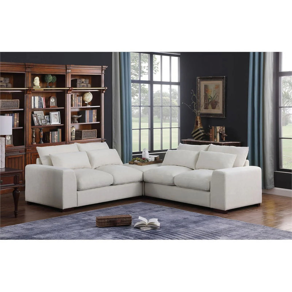 Beige Fabric Reversible Sectional Sofa & Ottoman W74860