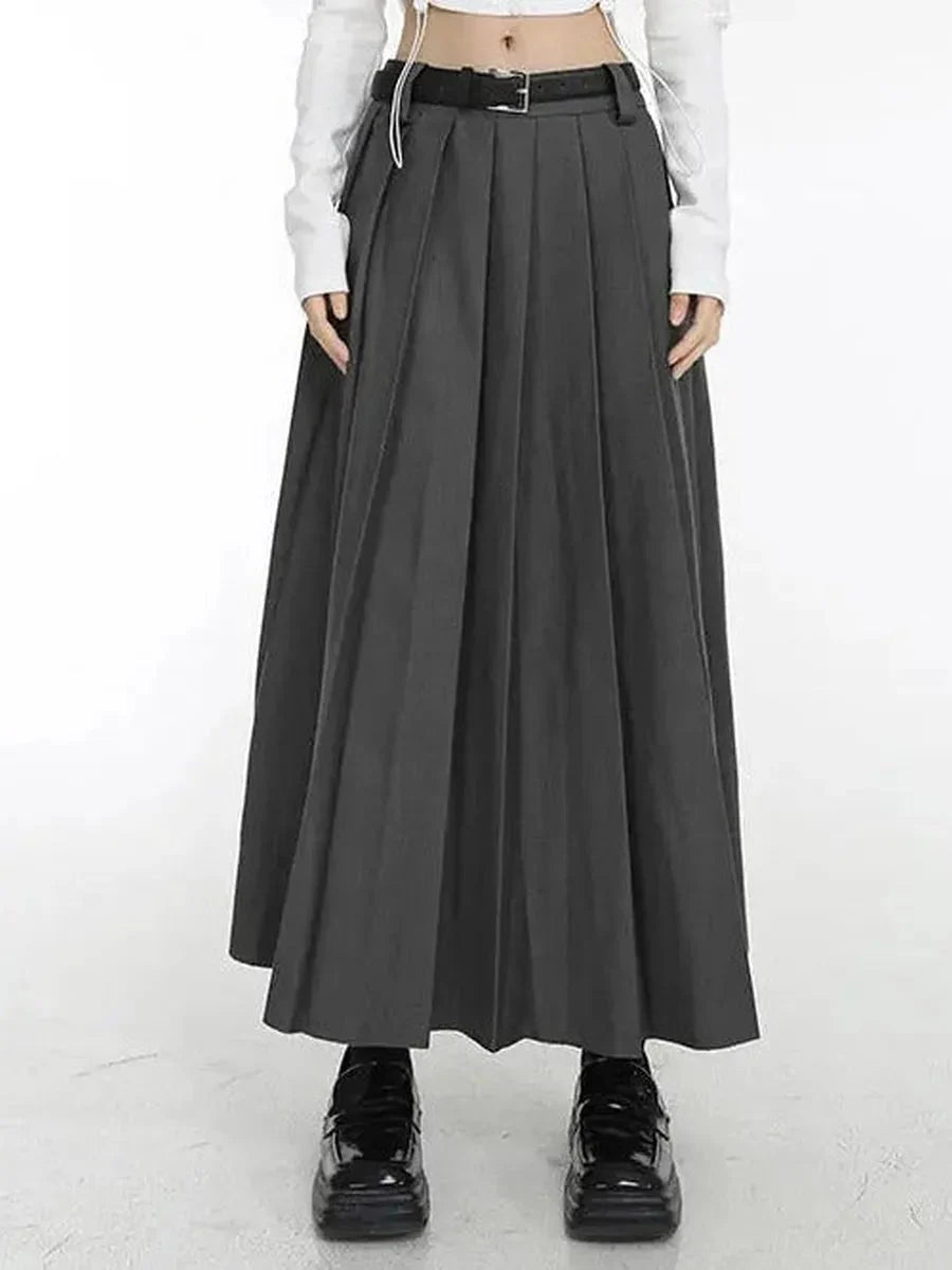 Dark Pleated Midi Skirt I7865