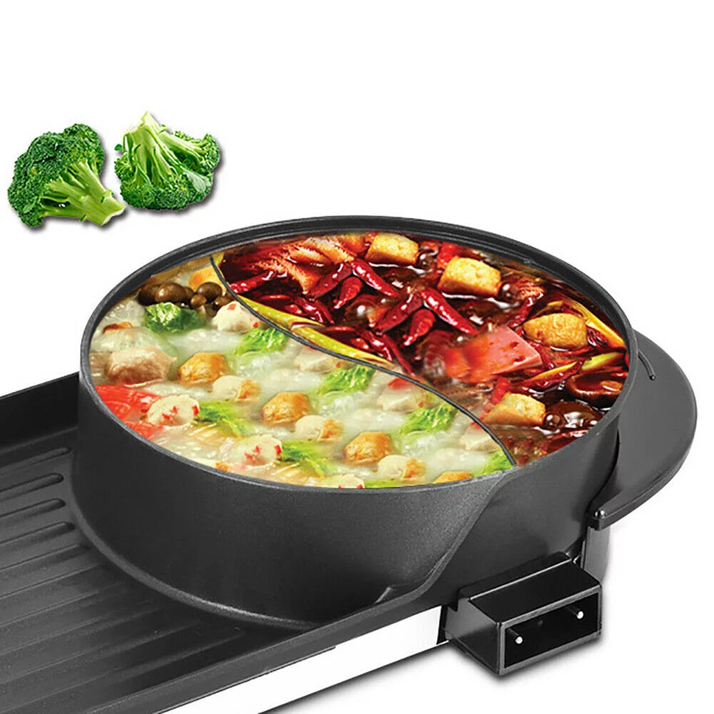 2 in 1 Electric Hot Pot Barbecue Grill Non-Stick Pan B778