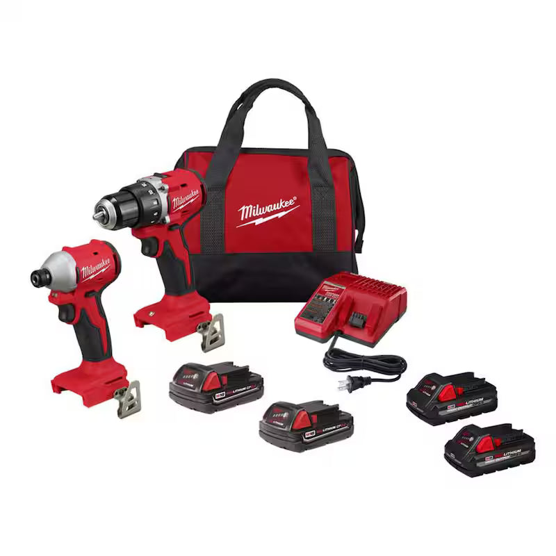 18-Volt Lithium-Ion Brushless Cordless Compact Drill/Impact Combo Kit (2-Tool) with Batteries, Charger and Bag I4371