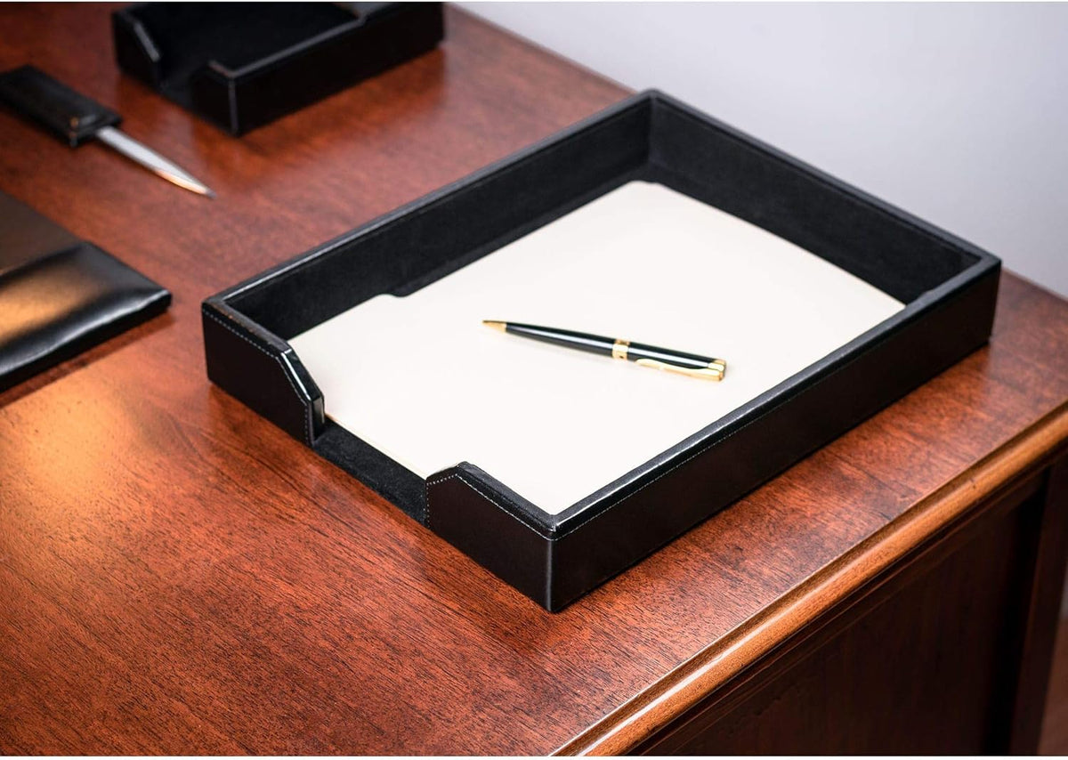 Black Bonded Leather Letter Tray K7448