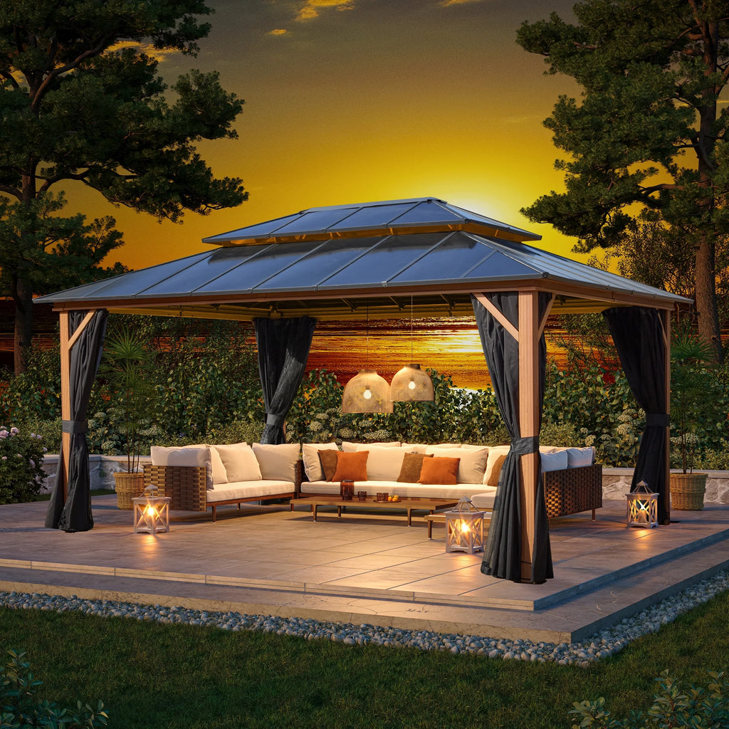 12'x 16' Hardtop Aluminum Gazebo with Double Polycarbonate Roof K255086