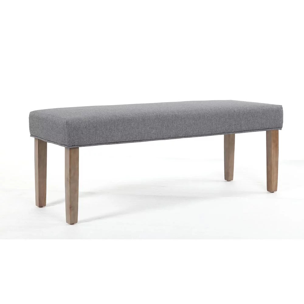 Linen Bench with Wood Legs in Grey O556495