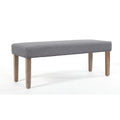 Linen Bench with Wood Legs in Grey O556495