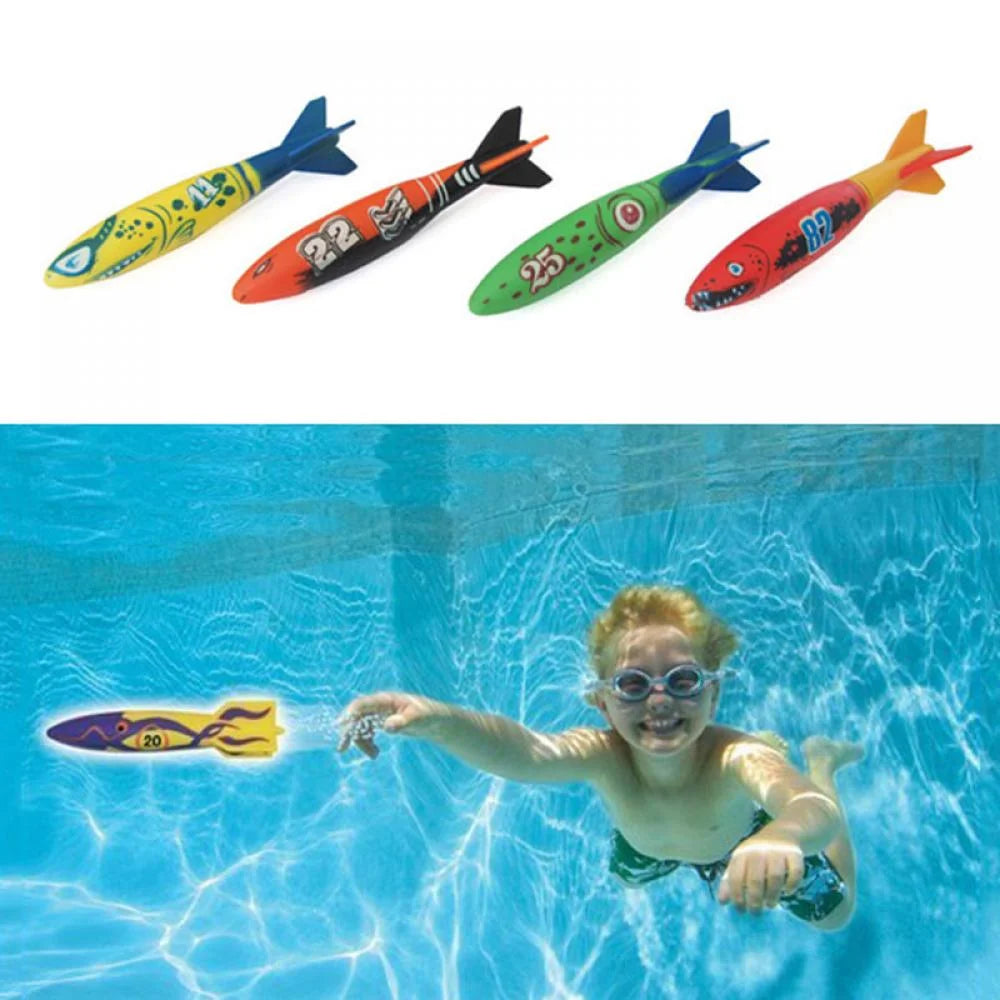 4 Colorful Pool Diving Shark Toys U72284
