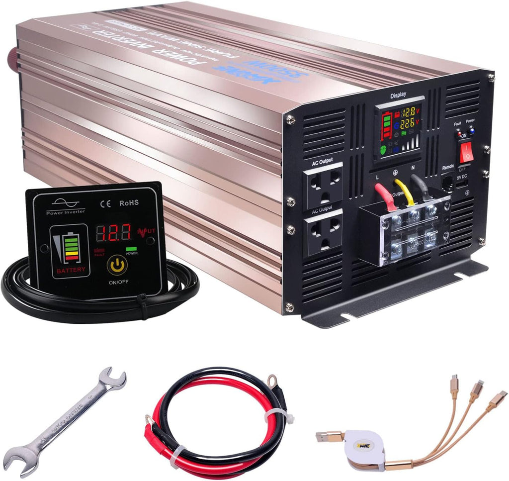 500 Watts Power Inverter 12V to 110V Pure Sine Wave with LED Display and 4.2A USB Charging Ports & 2 AC Outlets Pack of 2 G54720