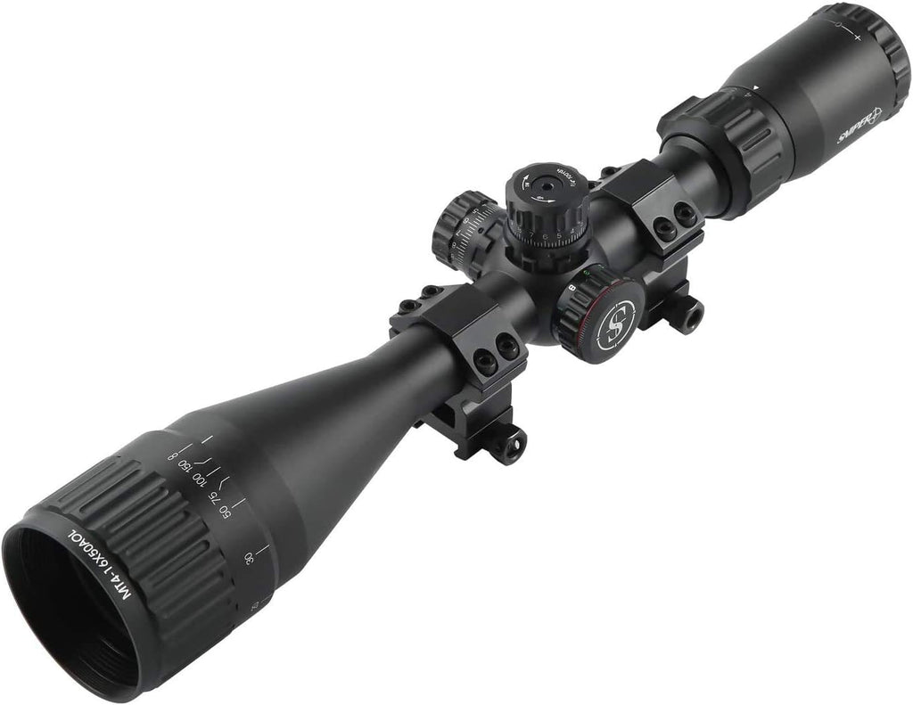 Hunting Rifle Scope 16X50AO Red Green Illuminated Mil Dot Reticle Multi-Coated Lens V8396