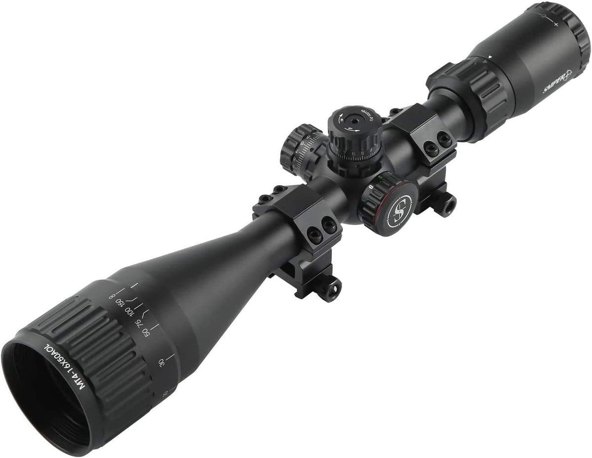 Hunting Rifle Scope 16X50AO Red Green Illuminated Mil Dot Reticle Multi-Coated Lens V8396