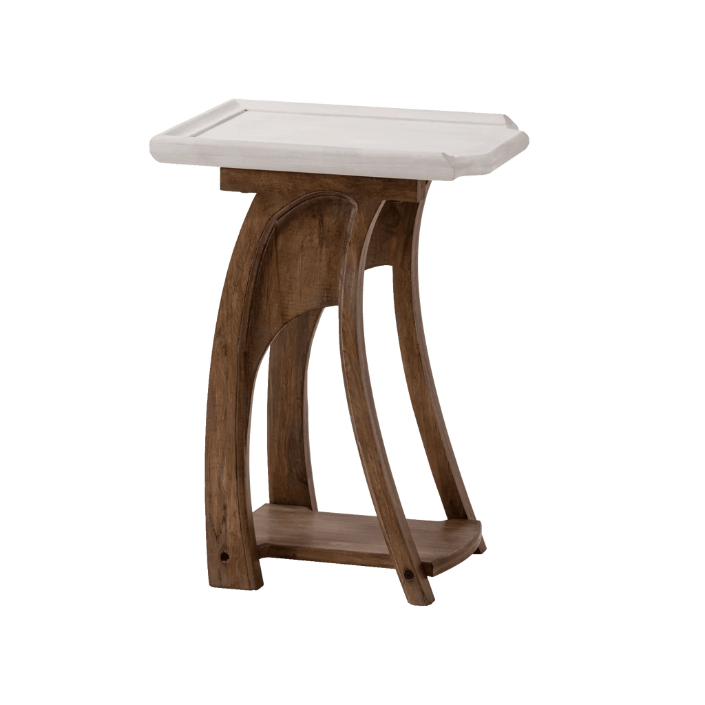 Rustic Tray Top End Table White Brown Rectangle Q7498