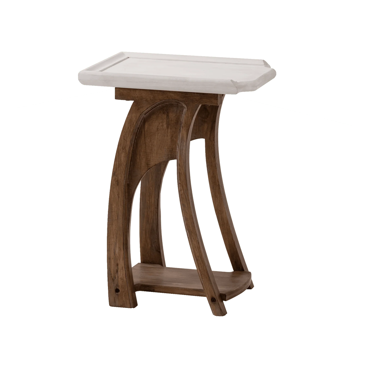 Rustic Tray Top End Table White Brown Rectangle Q7498