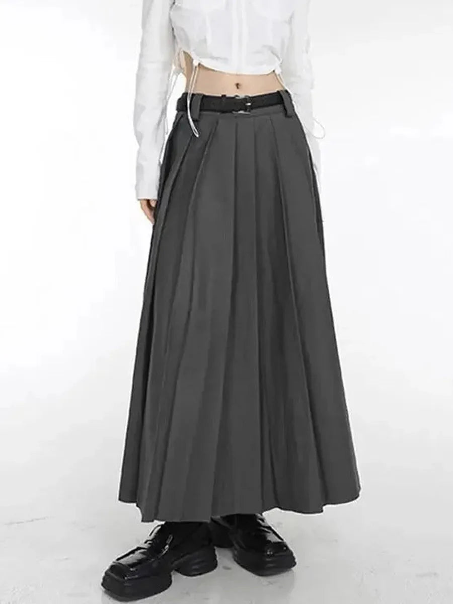 Dark Pleated Midi Skirt I7865