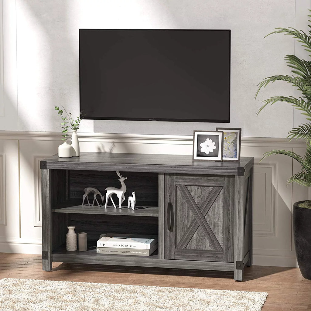 Grey Wood TV Stand with Storage C82795