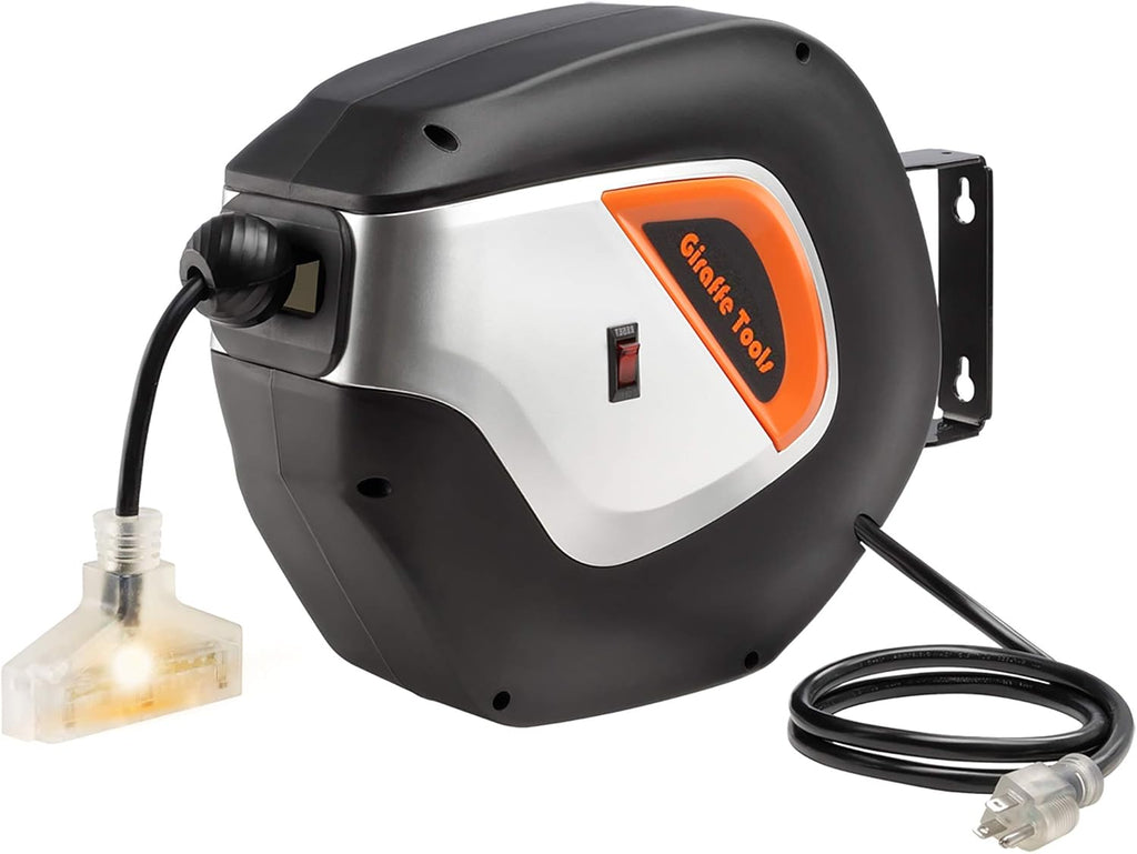 Retractable 14AWG x 50 feet Power Cord Reel with Swivel Bracket V2526