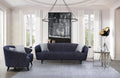 Dark Blue Linen Sofa and Loveseat Set 2 Pcs D630654