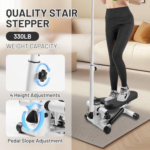 Adjustable Height Stair Stepper with Resistance Bands and LCD Monitor X796
