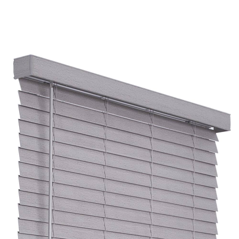 Cordless Gray Faux Wood Room Darkening Horizontal Blinds U664