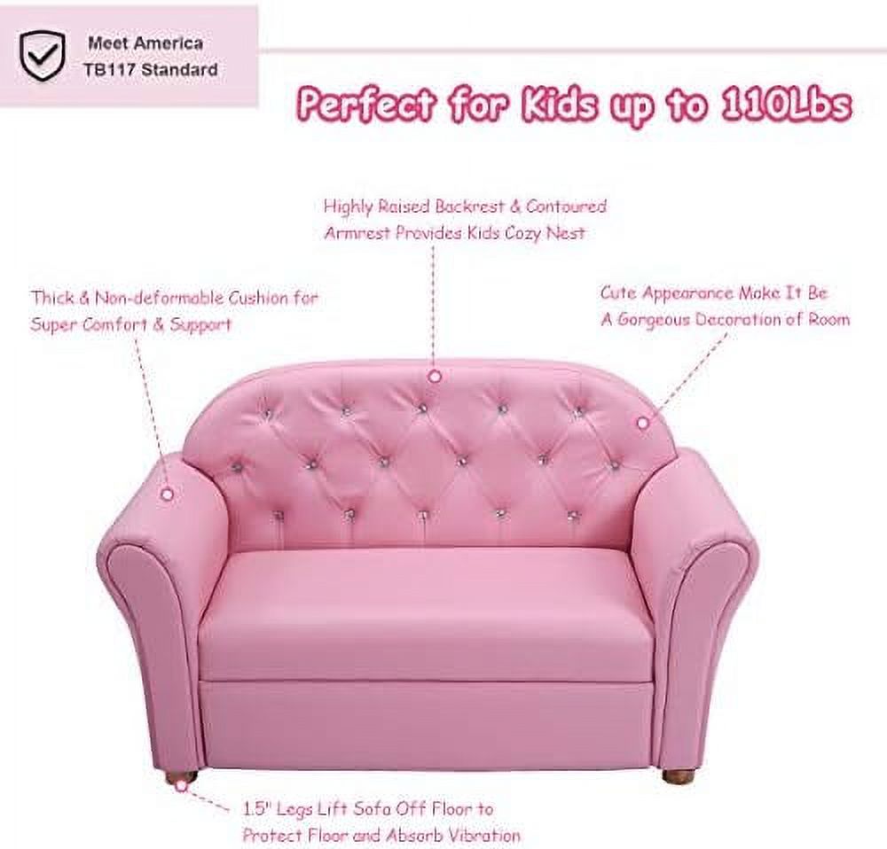 Pink PU Leather Sofa with Wood Construction K623
