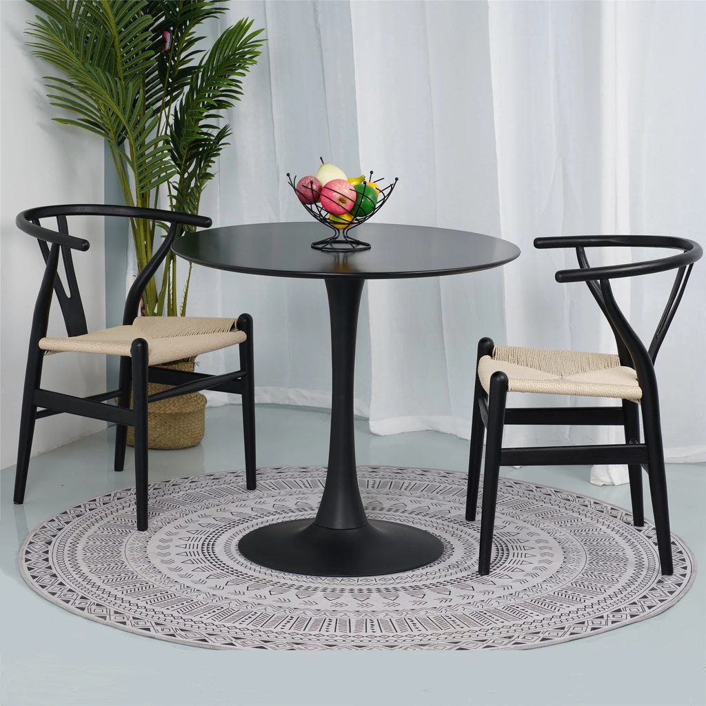 Black 3 Piece Round Dining Table Set W9502