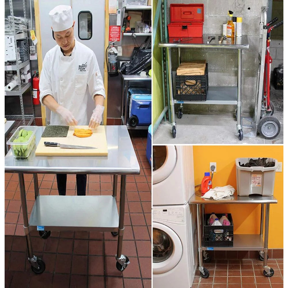 96" x 30" Stainless Steel Work Table with 2 Shelves L40138