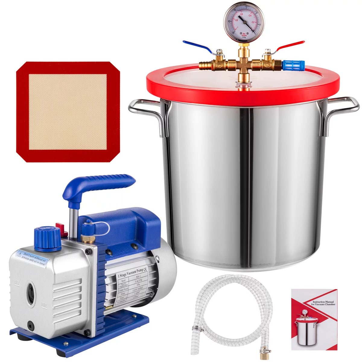 3.6CFM Dual Stages Vacuum Pump with Manifold Gauge Set B4544