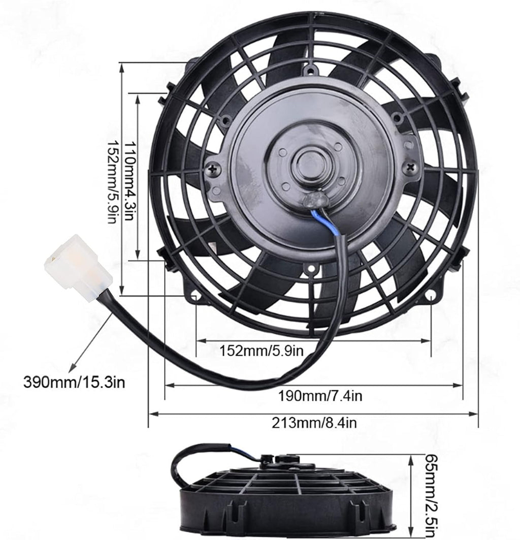 8in Slim Electric Cooling Fan Radiator 24V 80W 600CFM Pack of 2 N6895