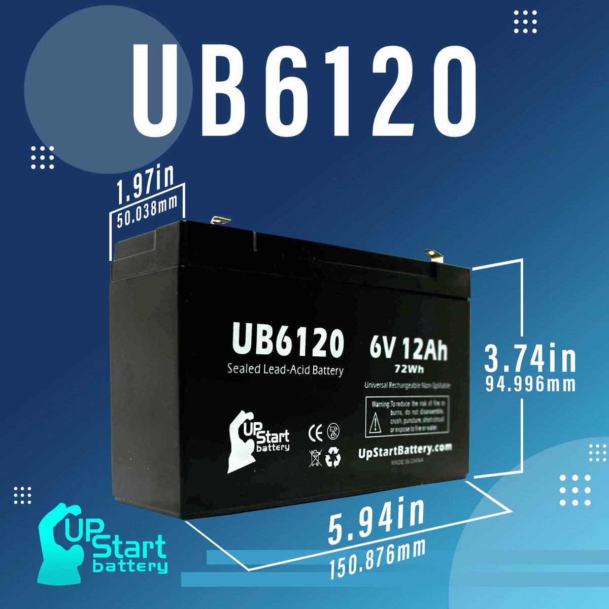 4x Pack 6V 12Ah Sealed Lead Acid Battery D5990