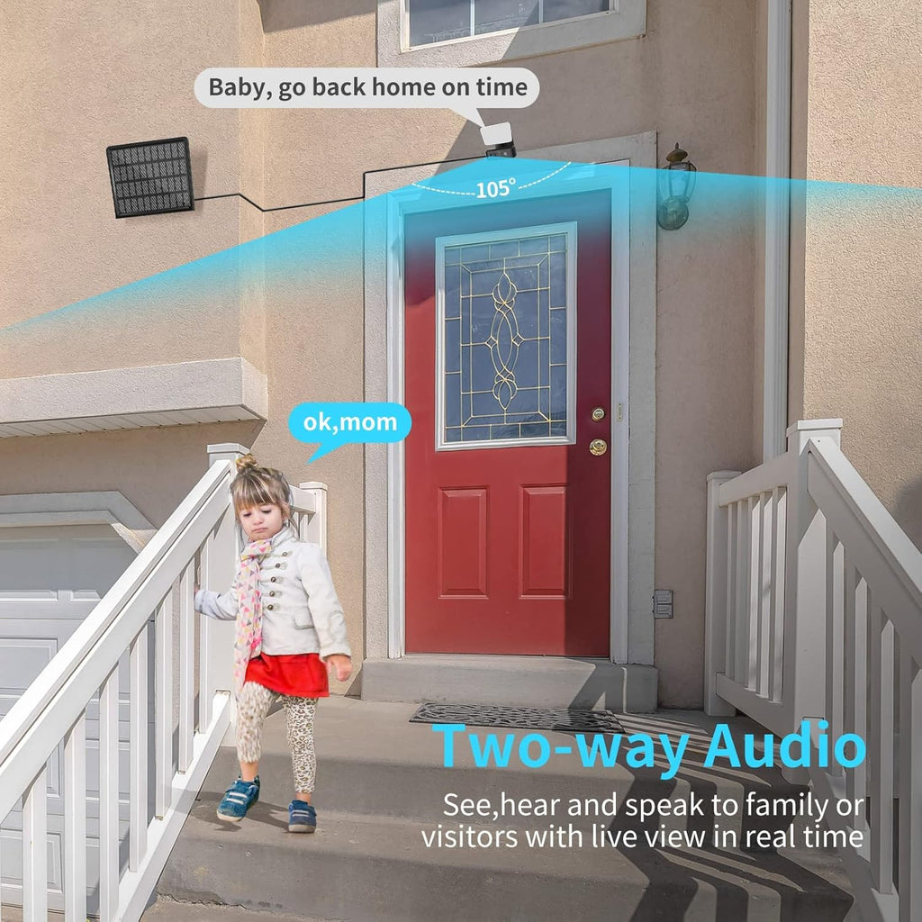 Wireless Solar Battery Powered Outdoor Security Camera with 2-Way Audio and IP66 Waterproof N616820