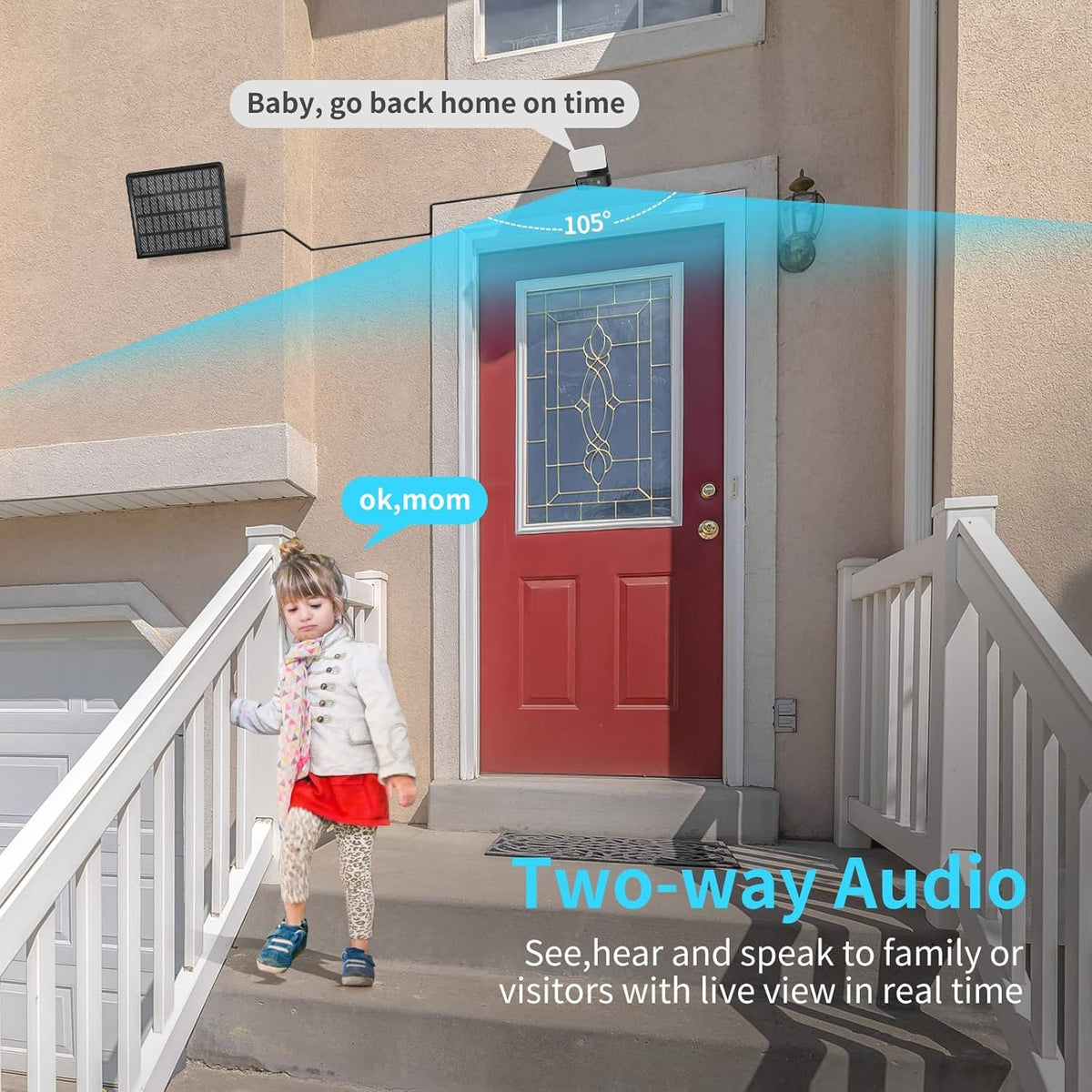 Wireless Solar Battery Powered Outdoor Security Camera with 2-Way Audio and IP66 Waterproof N616820