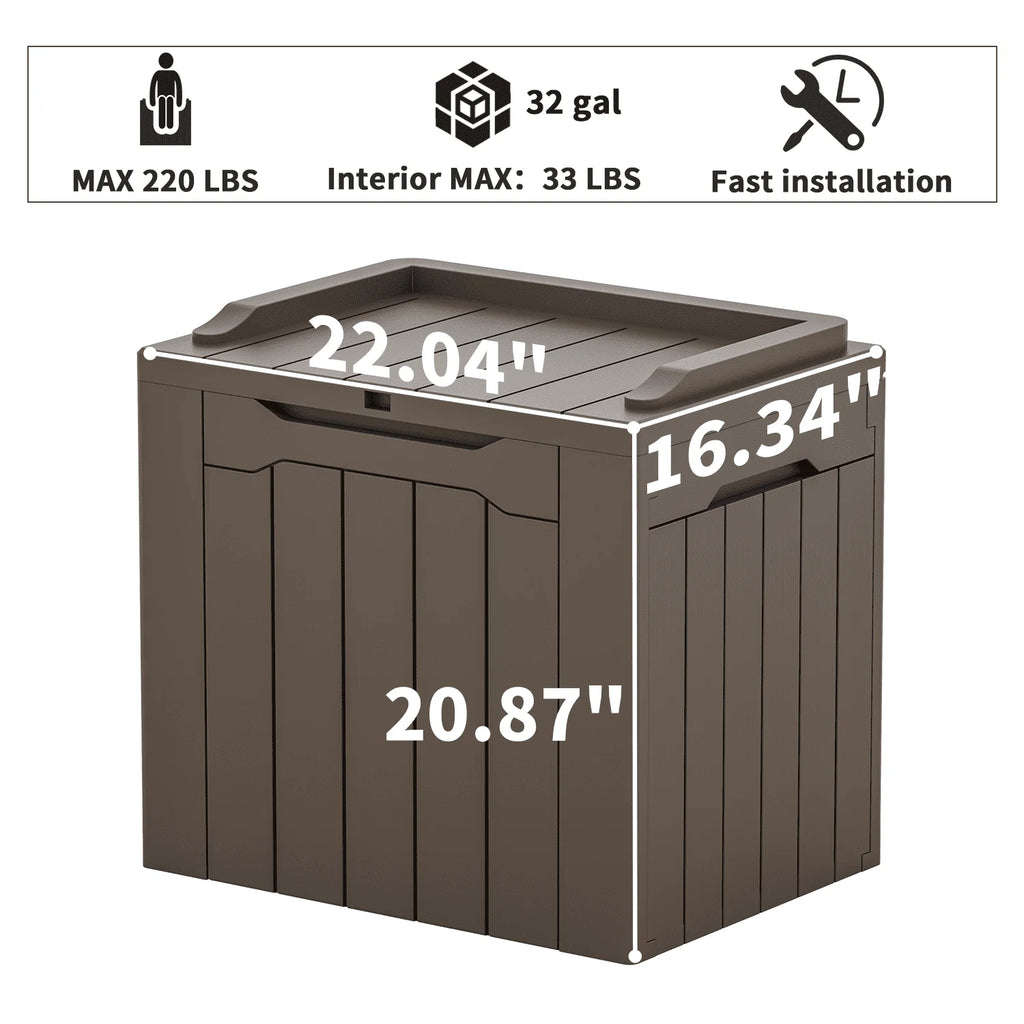 Black 32 Gallon Outdoor Resin Deck Box with Seat S9322