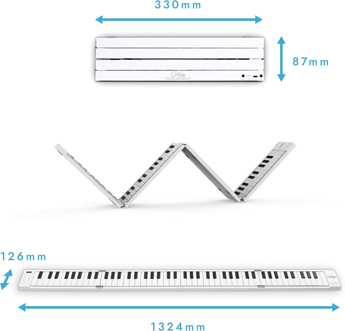 White Portable 88 Key Digital Piano Keyboard with Rechargeable Battery J972590