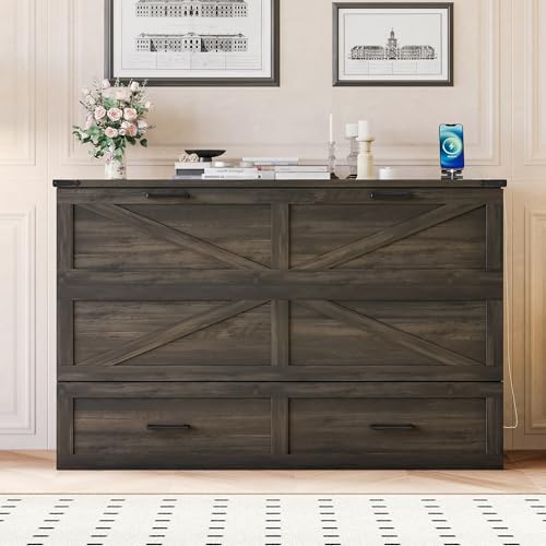 White Queen Murphy Cabinet Bed with Charging Station Z60262
