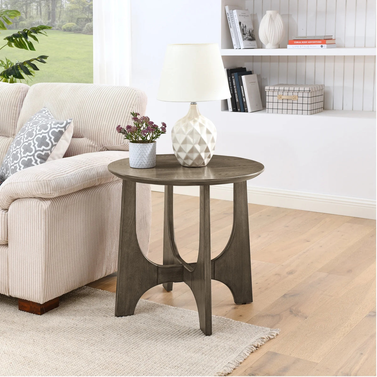 Round Wooden Side Table F5271
