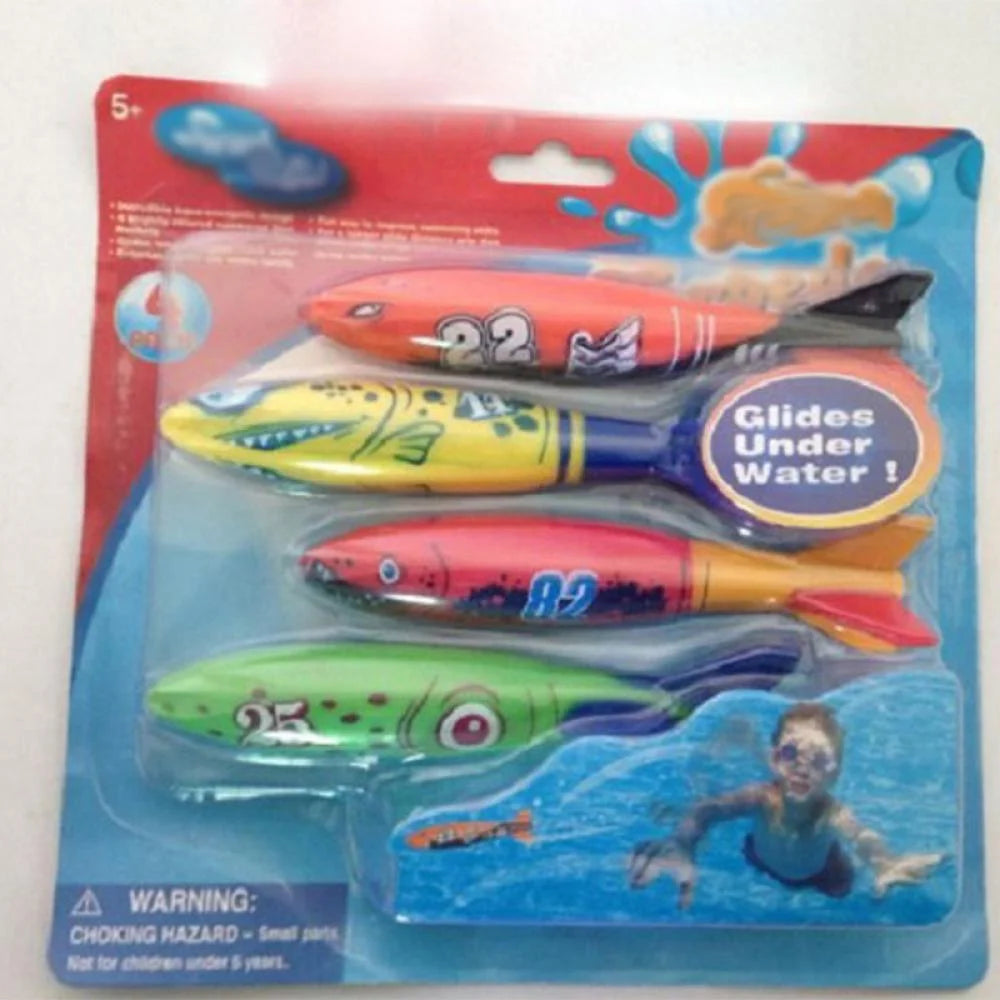 4 Colorful Pool Diving Shark Toys U72284