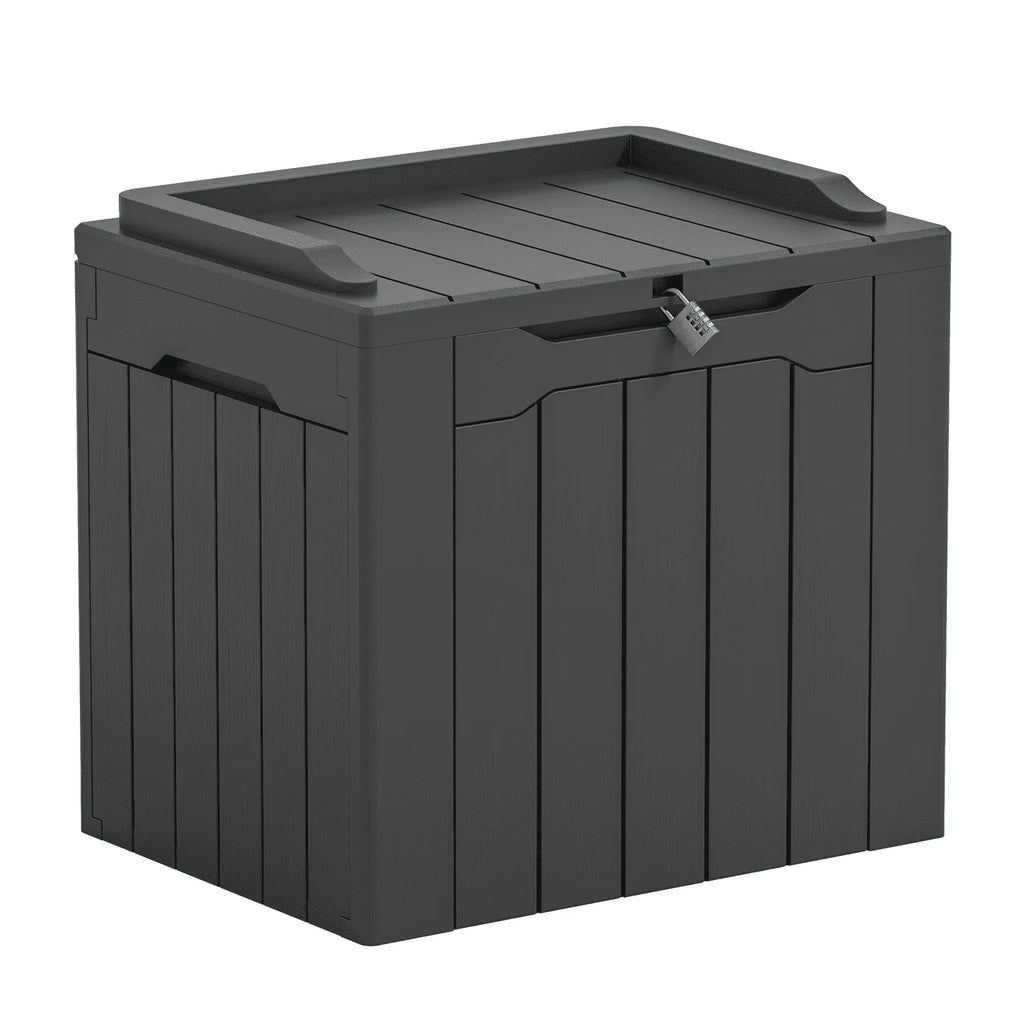 Black 32 Gallon Outdoor Resin Deck Box with Seat S9322