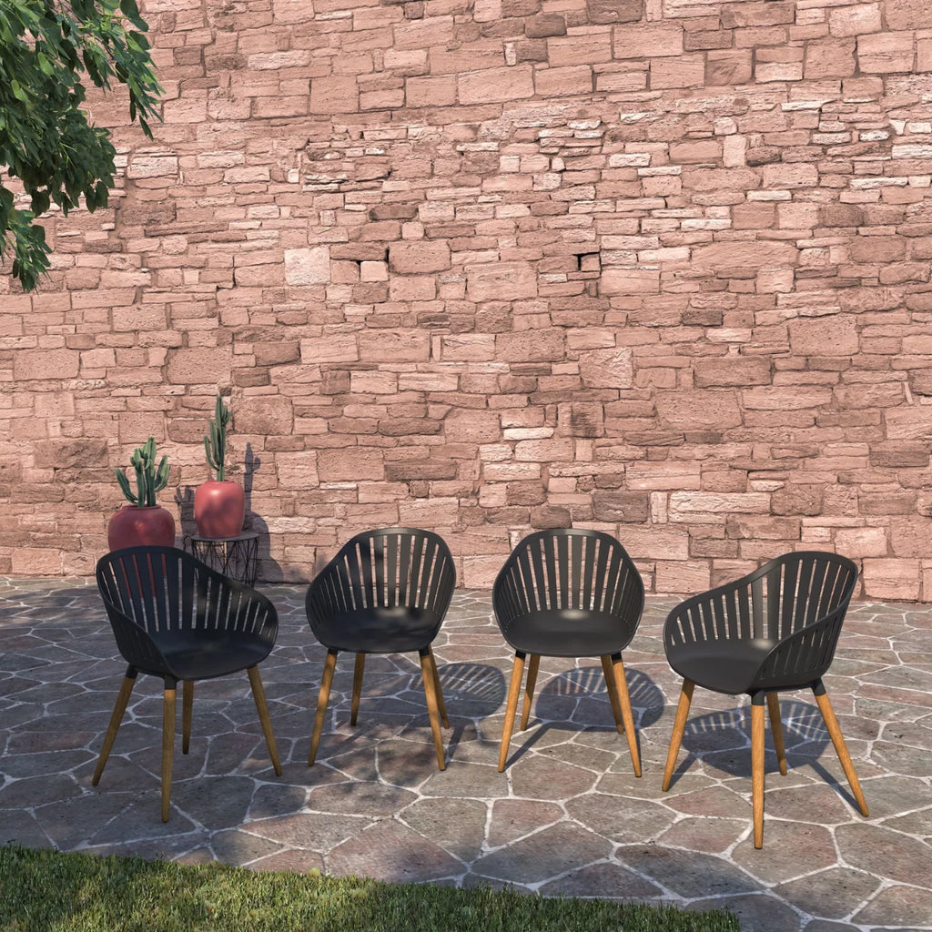 4-Piece Chair Set with Teak Finish Legs Q86970