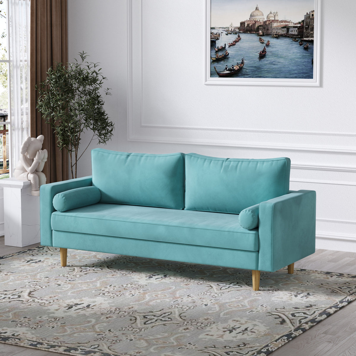 Modern Green Velvet Double Seat Sofa Z6501