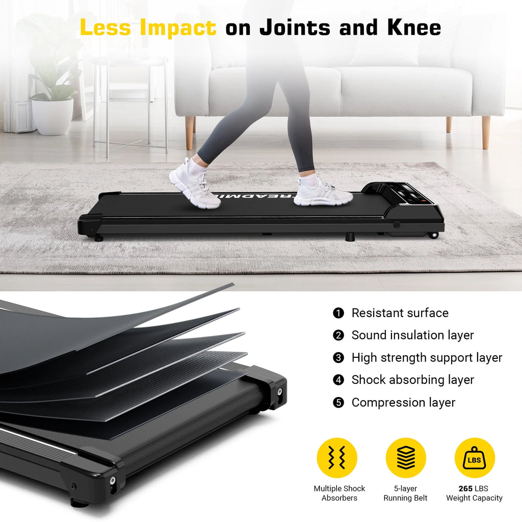 Black Portable Under Desk Treadmill Walking Pad M8893