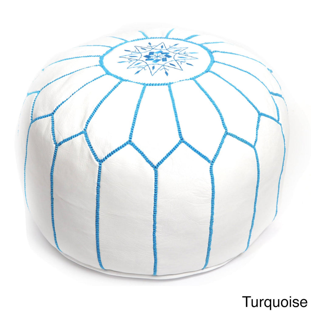 White Leather Ottoman D9456