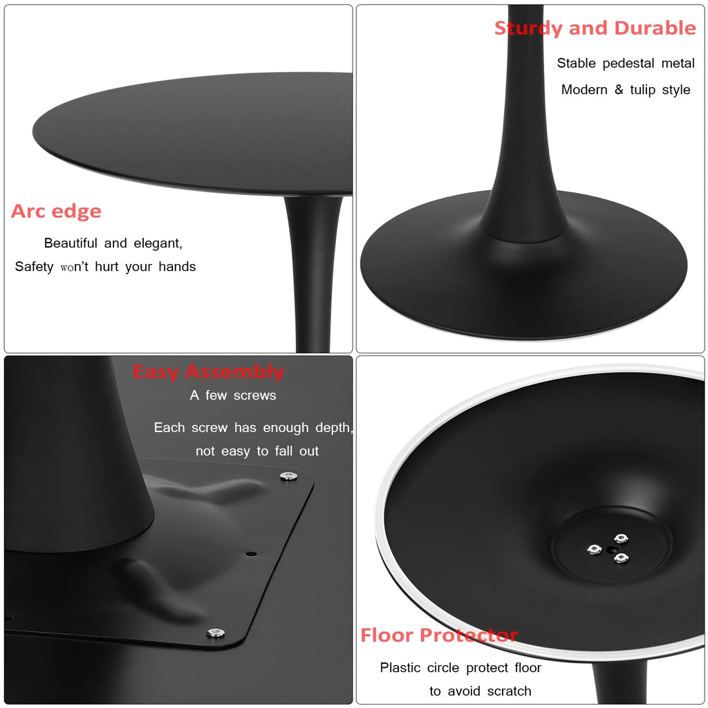 Black 3 Piece Round Dining Table Set W9502