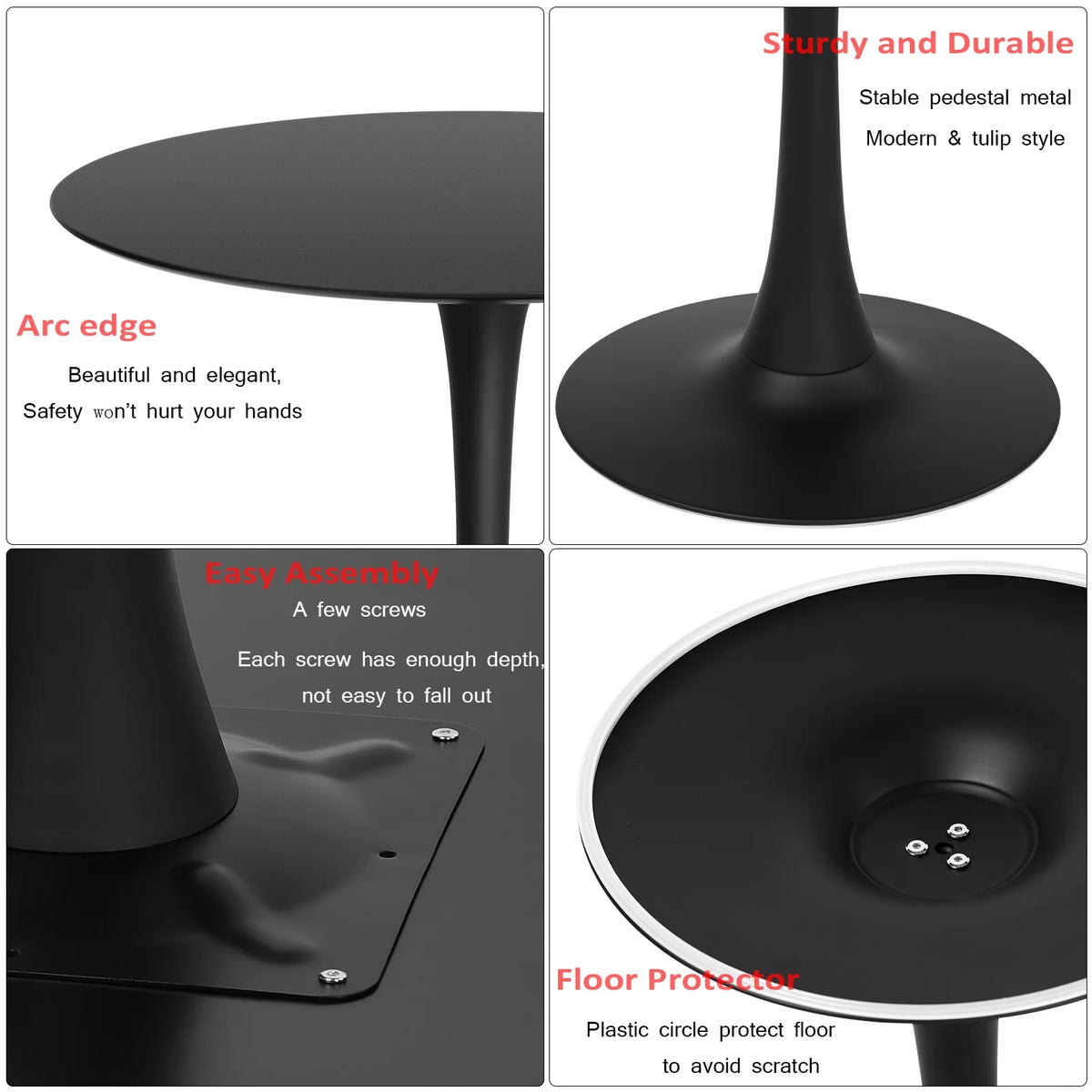 Black 3 Piece Round Dining Table Set W9502