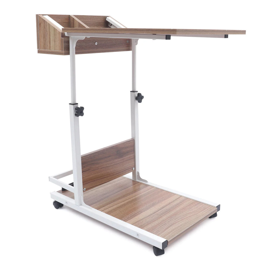 Wooden Bed Side Table with Storage and Wheels Z979947